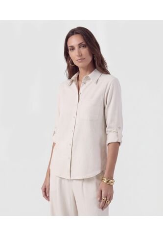 Camisa Unicolor Con Charretera   Para Mujer Crema Patprimo Patprimo