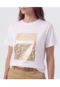 Camiseta Básica Con Estampado Metalizado   Para Mujer Blanco Patprimo de Patprimo