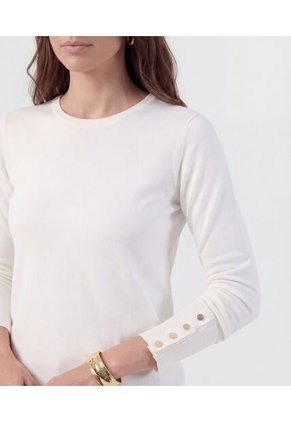 Saco De Punto Con Detalle De Botones En Puño Para Mujer Blanco Patprimo