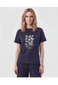 Camiseta Cuello Redondo Clásica   Para Mujer Azul Patprimo de Patprimo