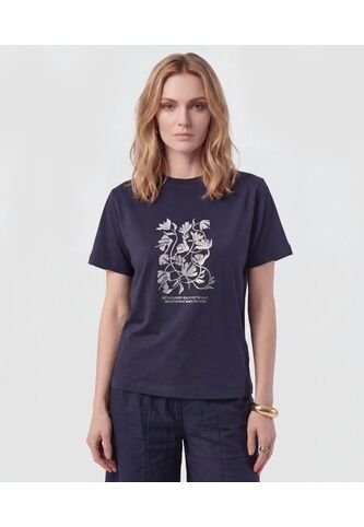 Camiseta Cuello Redondo Clásica   Para Mujer Azul Patprimo Patprimo