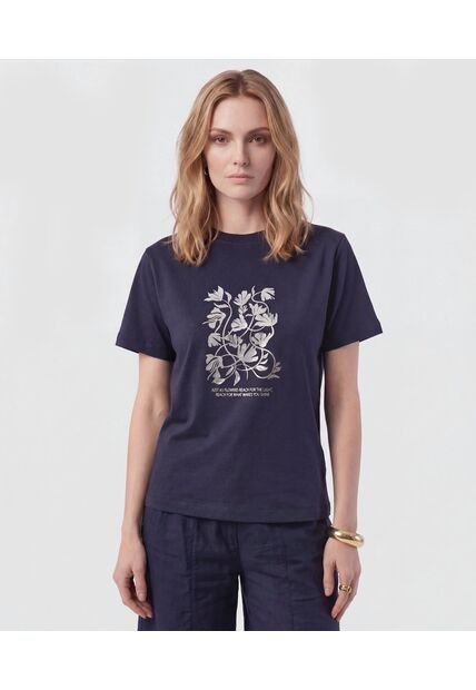 Camiseta Cuello Redondo Clásica   Para Mujer Azul Patprimo