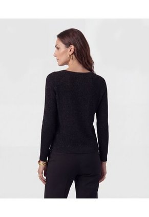 Saco De Punto Cuello En V Para Mujer Negro Patprimo