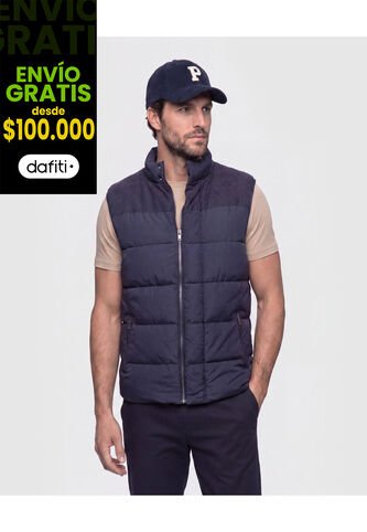 Chaleco Acolchado Combinado   Para Hombre Azul Patprimo Patprimo