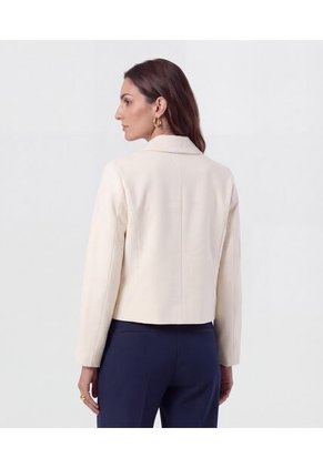 Chaqueta Corta Con Botones Dorados Para Mujer Crema Patprimo