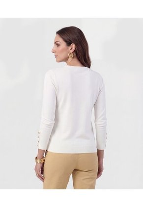 Saco De Punto Con Detalle De Botones En Puño Para Mujer Blanco Patprimo