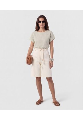 Blusa Texturizada De Manga Corta   Para Mujer Verde Patprimo