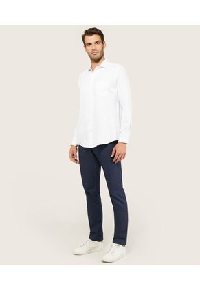 Camisa Para Hombre Manga Larga Sin Bolsillo Cuello Italiano Color Blanco Marca Patprimo #44012575