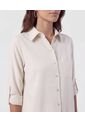 Camisa Unicolor Con Charretera   Para Mujer Crema Patprimo de Patprimo