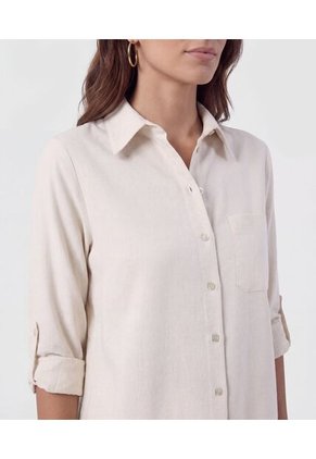 Camisa Unicolor Con Charretera   Para Mujer Crema Patprimo