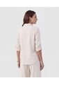 Camisa Unicolor Con Charretera   Para Mujer Crema Patprimo de Patprimo