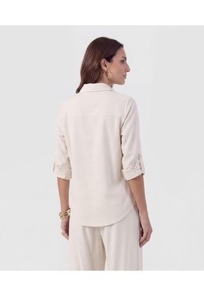 Camisa Unicolor Con Charretera   Para Mujer Crema Patprimo