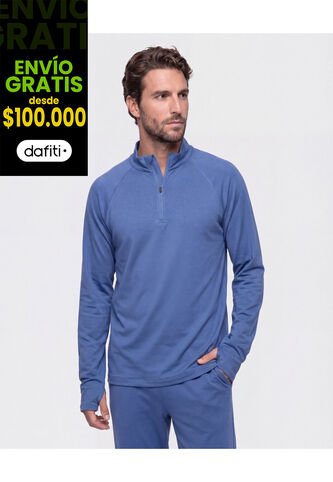 Buzo Unicolor Cuello Alto   Para Hombre Azul Patprimo Patprimo