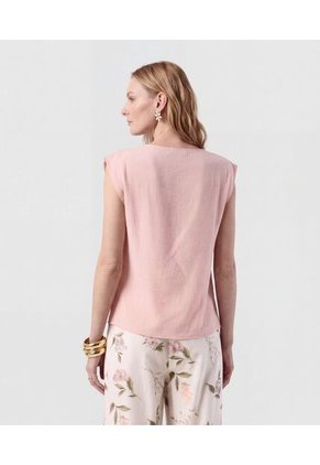 Blusa Con Cuello Redondo Y Hombreras Para Mujer  Para Mujer Rosa Patprimo