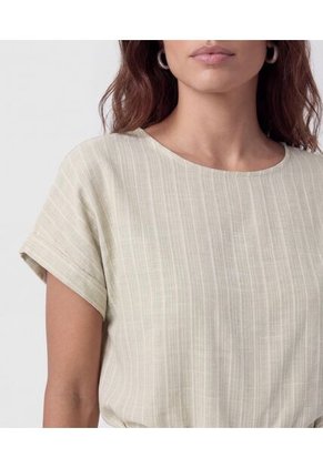 Blusa Texturizada De Manga Corta   Para Mujer Verde Patprimo