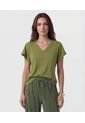 Camiseta  Para Mujer Manga Corta Cuello V Color Verde Marca Patprimo #30097859 de Patprimo