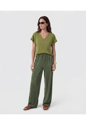 Camiseta Para Mujer Manga Corta Cuello V Color Verde Marca Patprimo #30097859