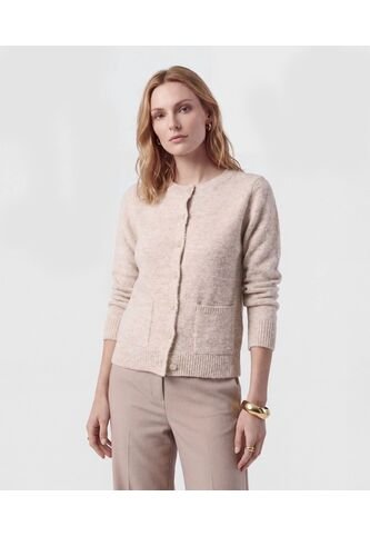 Saco De Punto Con Bolsillos Frontales   Para Mujer Beige Patprimo Patprimo