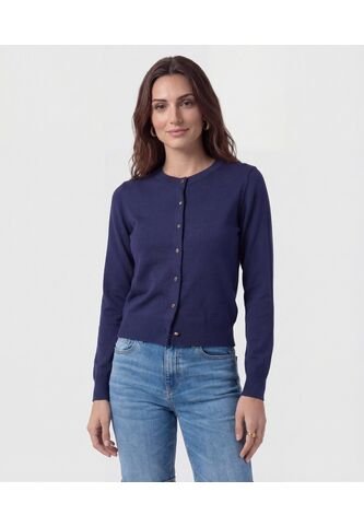 Cárdigan Clásico Cuello Redondo   Para Mujer Azul Patprimo Patprimo