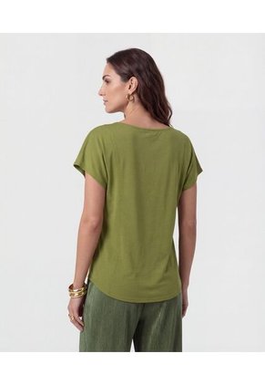 Camiseta Para Mujer Manga Corta Cuello V Color Verde Marca Patprimo #30097859
