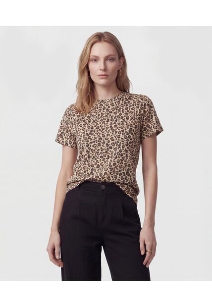 Camiseta Cuello Redondo Clásica   Para Mujer Café Patprimo