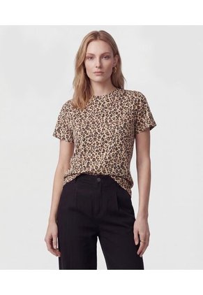 Camiseta Cuello Redondo Clásica Para Mujer Café Patprimo