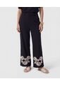 Pantalón Fluido Con Bordado   Para Mujer Negro Patprimo de Patprimo
