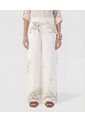 Pantalón Wide Leg Con Pretina Elástica   Para Mujer Blanco Patprimo de Patprimo