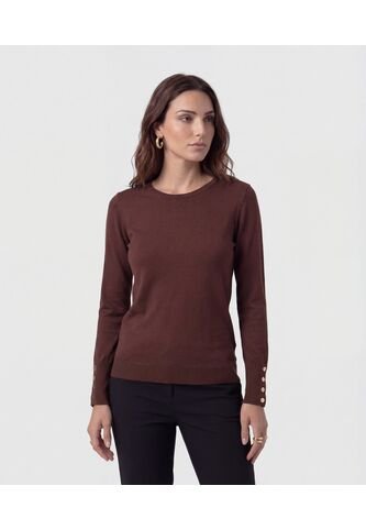 Saco De Punto Con Detalle De Botones En Puño   Para Mujer Café Patprimo Patprimo