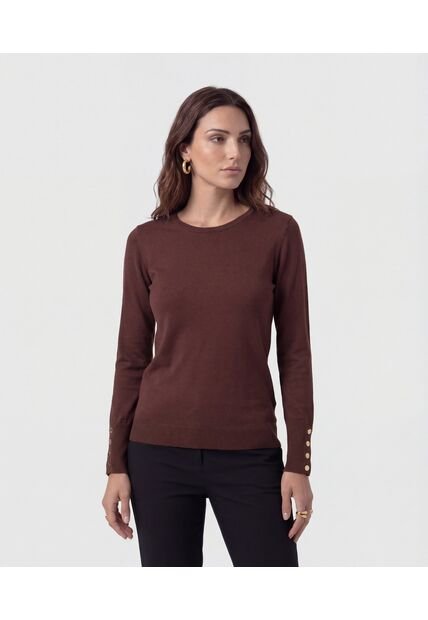 Saco De Punto Con Detalle De Botones En Puño   Para Mujer Café Patprimo