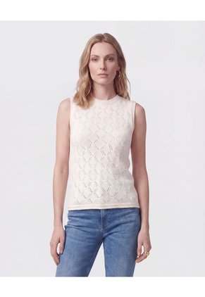 Camiseta De Punto Con Textura Para Mujer Para Mujer Beige Patprimo
