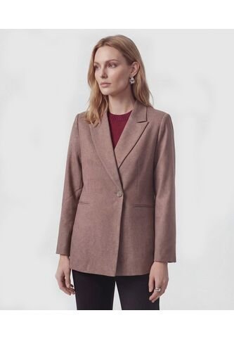 Blazer Clásico Con Un Solo Botón   Para Mujer Café Patprimo Patprimo