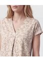 Camiseta Cuello En V Con Prense   Para Mujer Beige Patprimo de Patprimo