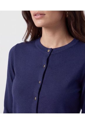 Cárdigan Clásico Cuello Redondo   Para Mujer Azul Patprimo