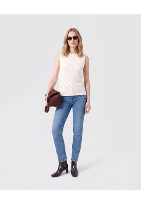 Camiseta De Punto Con Textura Para Mujer Para Mujer Beige Patprimo