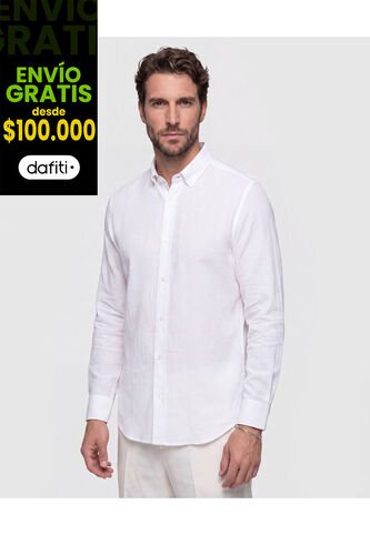 Camisa Manga Larga Texturizada   Para Hombre Blanco Patprimo Patprimo