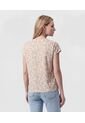 Camiseta Cuello En V Con Prense   Para Mujer Beige Patprimo de Patprimo