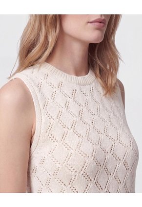 Camiseta De Punto Con Textura Para Mujer Para Mujer Beige Patprimo