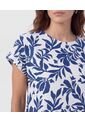 Blusa Estampada Con Cuello Redondo   Para Mujer Blanco Patprimo de Patprimo