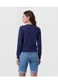 Cárdigan Clásico Cuello Redondo   Para Mujer Azul Patprimo de Patprimo