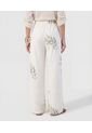 Pantalón Wide Leg Con Pretina Elástica   Para Mujer Blanco Patprimo de Patprimo