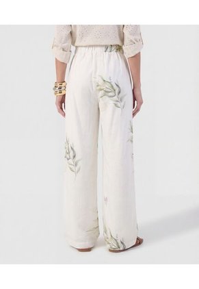 Pantalón Wide Leg Con Pretina Elástica Para Mujer Blanco Patprimo