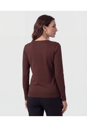 Saco De Punto Con Detalle De Botones En Puño   Para Mujer Café Patprimo