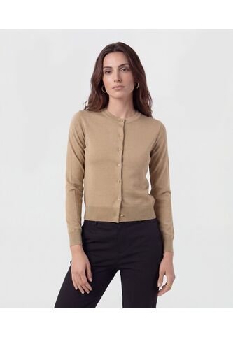 Cárdigan Clásico Cuello Redondo   Para Mujer Café Patprimo Patprimo