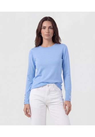Saco De Punto Con Detalle De Botones En Puño   Para Mujer Azul Patprimo Patprimo