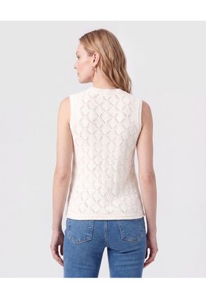 Camiseta De Punto Con Textura Para Mujer Para Mujer Beige Patprimo