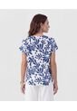 Blusa Estampada Con Cuello Redondo   Para Mujer Blanco Patprimo de Patprimo