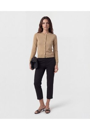Cárdigan Clásico Cuello Redondo Para Mujer Café Patprimo