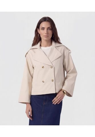 Chaqueta Corta Estilo Trench   Para Mujer Crema Patprimo Patprimo