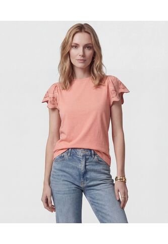 Camiseta Manga Campana Con Bordados   Para Mujer Rosa Patprimo Patprimo